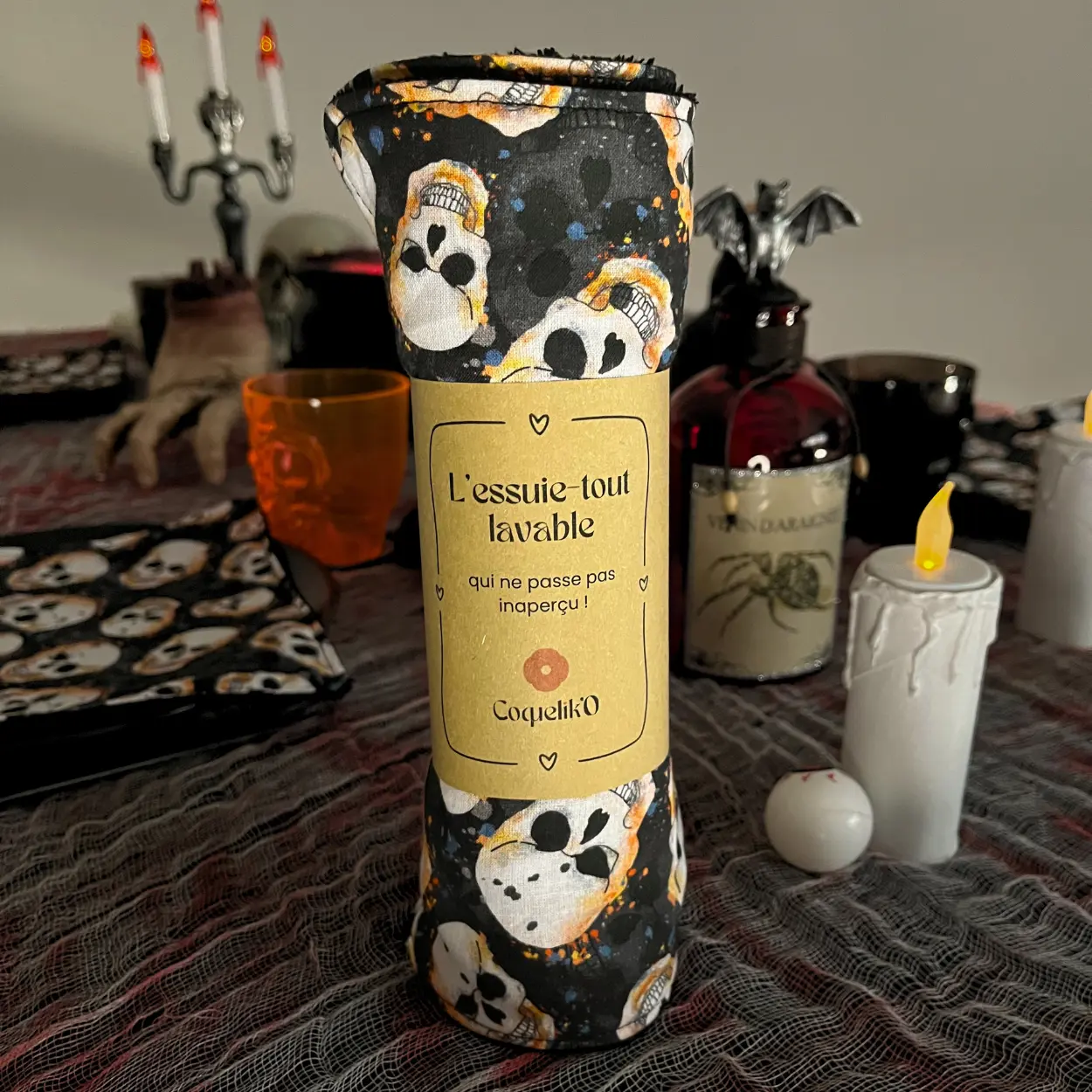 Lot de 4 essuie-tout halloween cranes